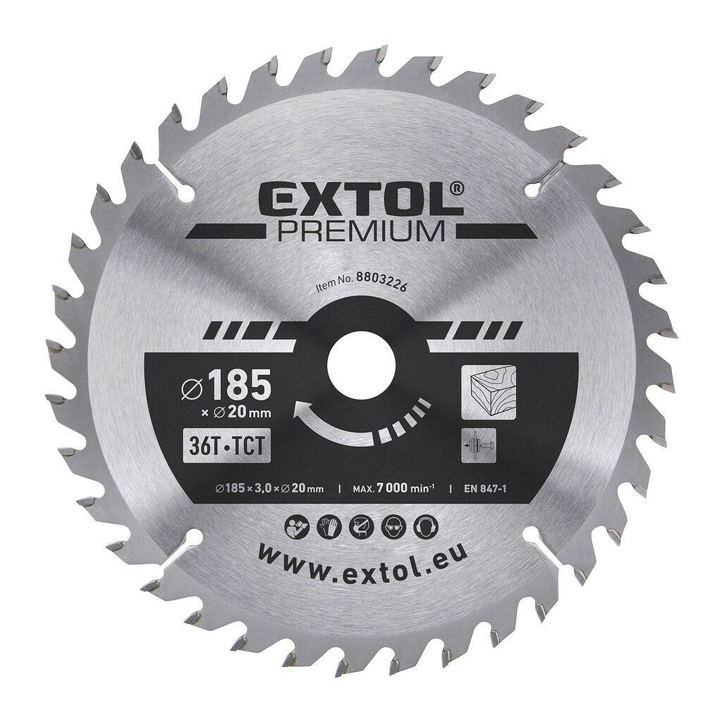 Extol Premium 8803226 - Kotúč pílový s SK plátkami, Ø185x3,2x20mm, 36z