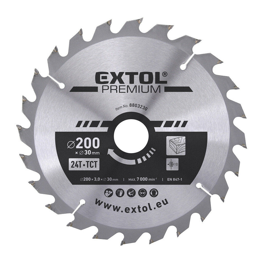 Extol Premium 8803230 - Kotúč pílový s SK plátkami, Ø200x3,2x30mm, 24z