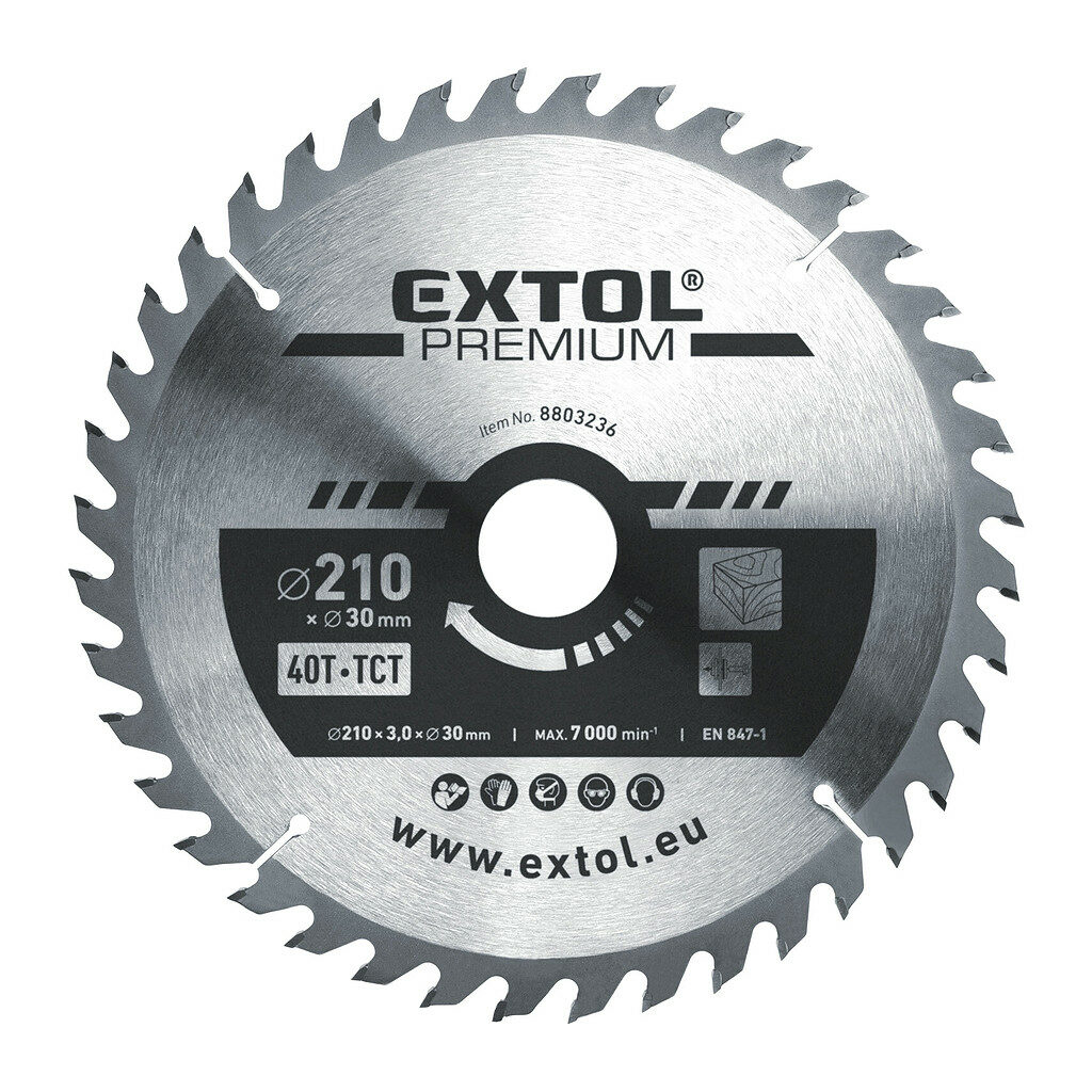 Extol Premium 8803236 - Kotúč pílový s SK plátkami, Ø210x3,2x30mm, 40z