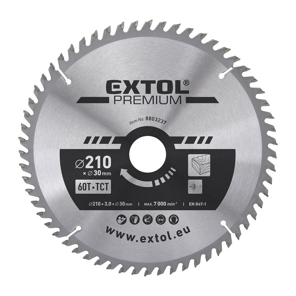 Extol Premium 8803237 - Kotúč pílový s SK plátkami, Ø210x3,2x30mm, 60z