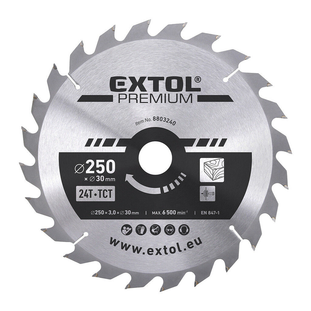 Extol Premium 8803240 - Kotúč pílový s SK plátkami, Ø250x3,2x30mm, 24z