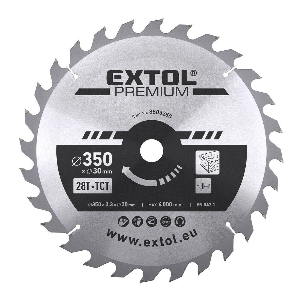 Extol Premium 8803250 - Kotúč pílový s SK plátkami, Ø350x3,5x30mm, 28z