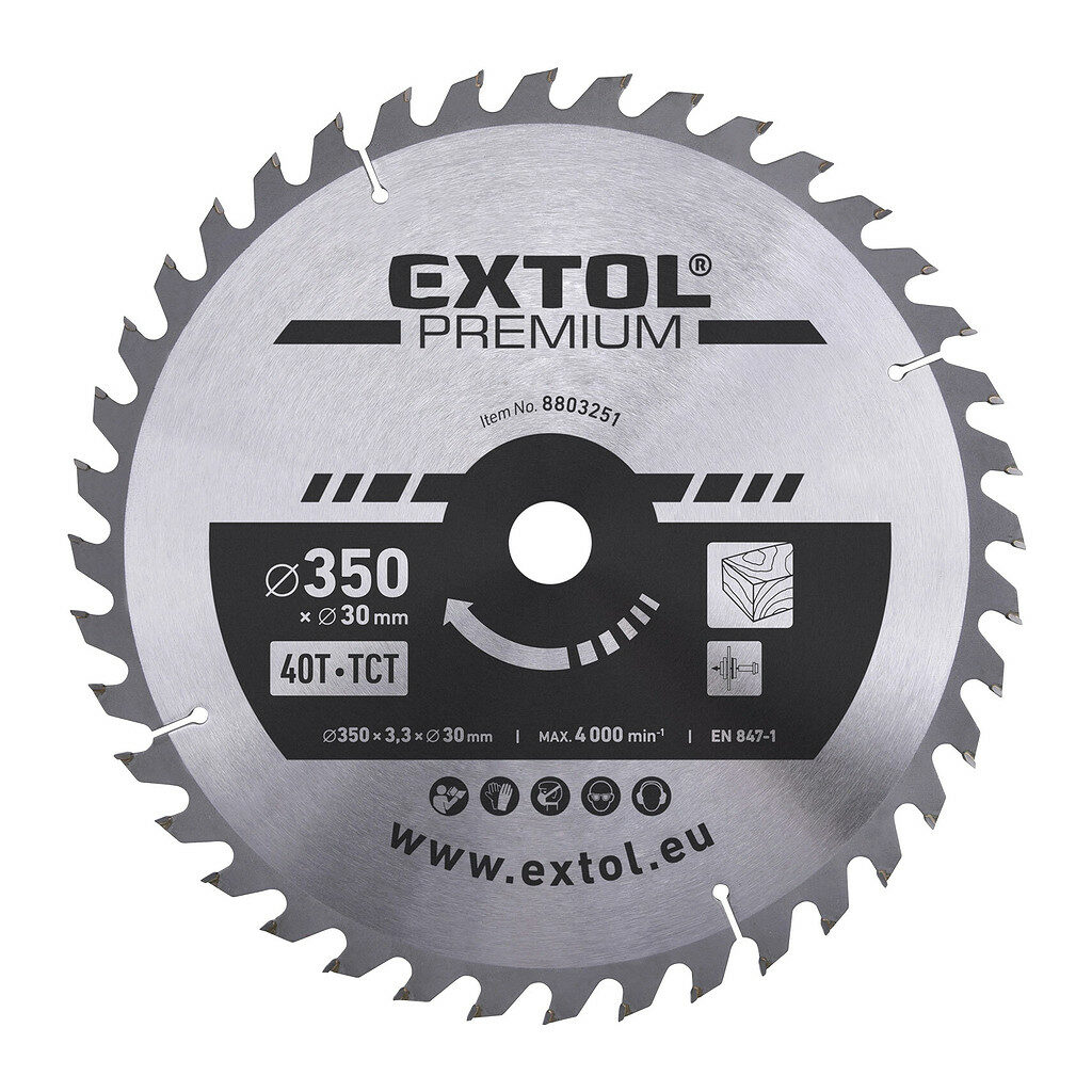 Extol Premium 8803251 - Kotúč pílový s SK plátkami, Ø350x3,5x30mm, 40z