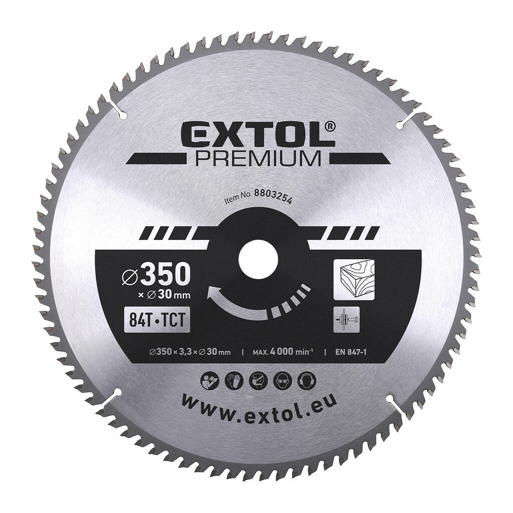 Extol Premium 8803254 - Kotúč pílový s SK plátkami, Ø350x3,5x30mm, 84z