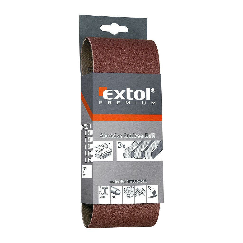 Extol Premium 8803526 - Pás brúsny, korund 3ks, 533x76mm, P60