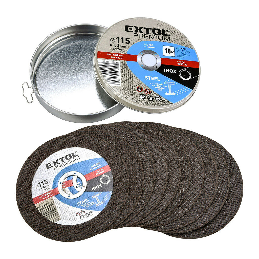 Extol Premium 8808101 - Kotúč rezný na oceľ a antikoro 10ks, 115x1,0mm