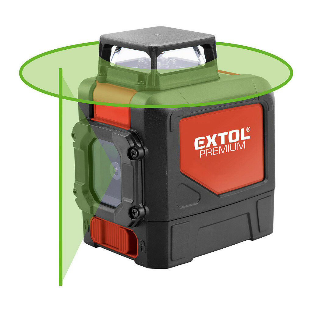 Extol Premium 8823307 - Laser líniový, krížový samonivelačný, zelený, 1D1V(1H360+1V)