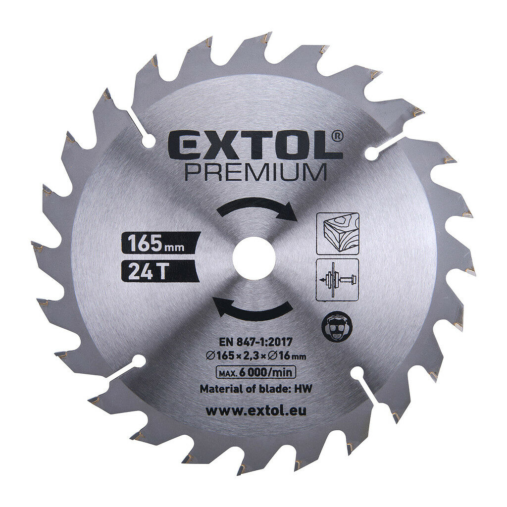 Extol Premium 8891822A - Kotúč pílový s SK plátkami, 165x2,3x16mm, 24 zubov