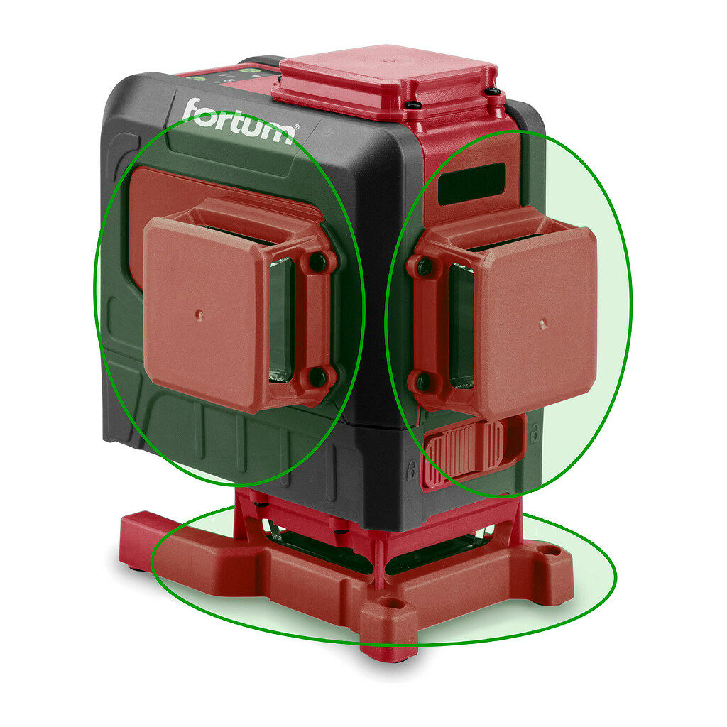 Fortum 4780216 - Laser líniový, krížový samonivelačný, zelený, 3D (3x360°), Li-ion akumulátor, USB nabíjanie