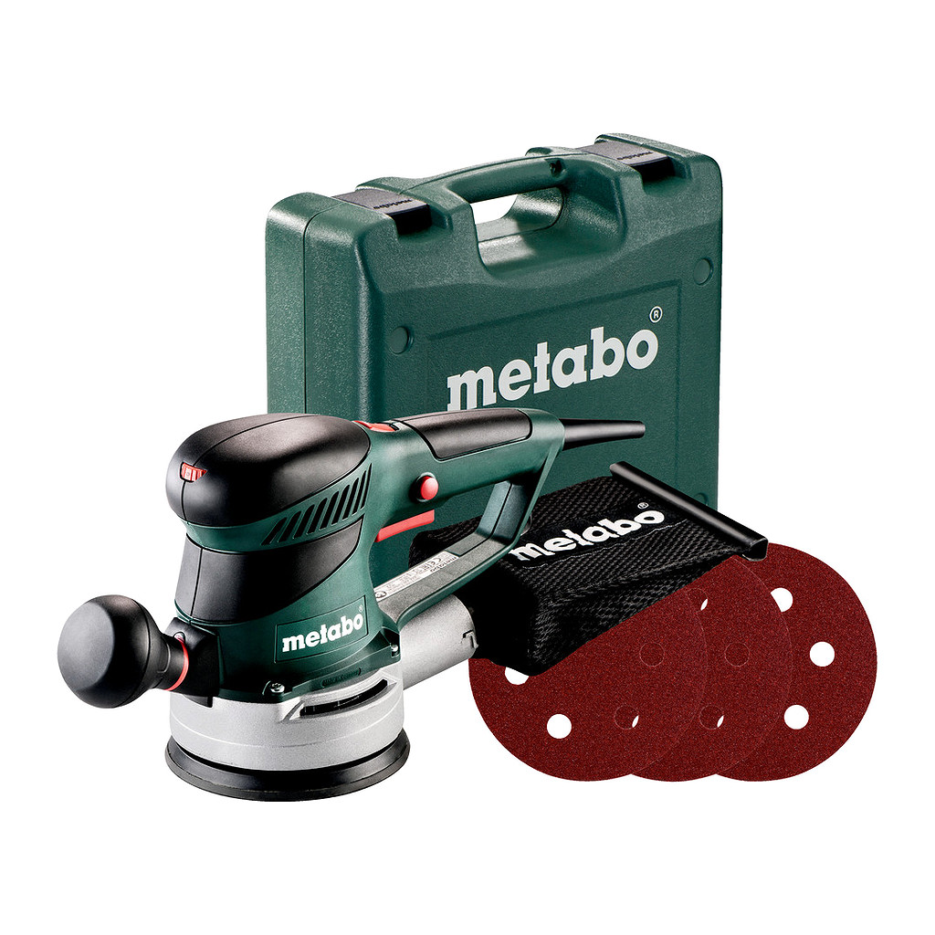 Metabo 600131510 - SXE 425 TurboTec Set - Excentrická brúska, Kufor z umelej hmoty, s 12 brúsnymi listmi so suchým zipsom