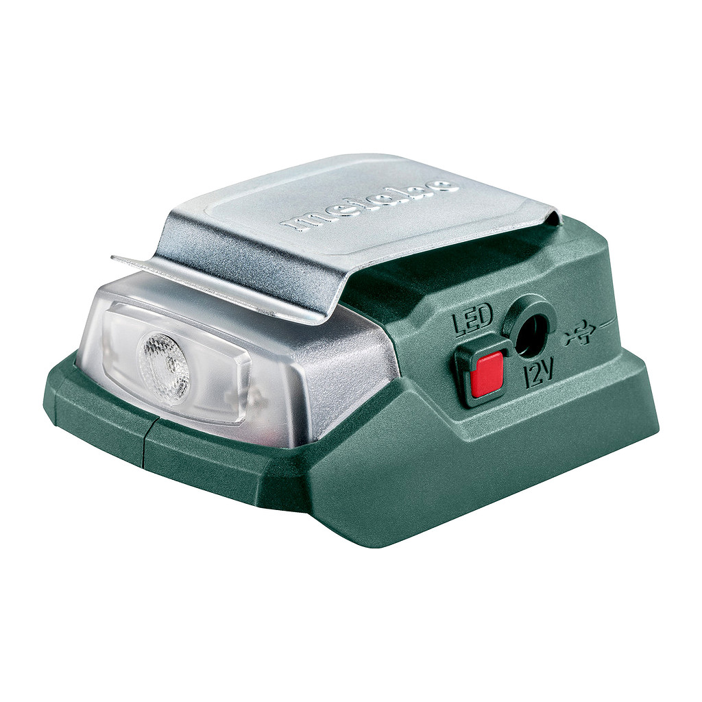 Metabo 600298000 - PowerMaxx PA 12 LED-USB - Napájací adaptér akumulátora, 12V, Kartón, 12 V prípoj + 5 V USB + LED svetlo