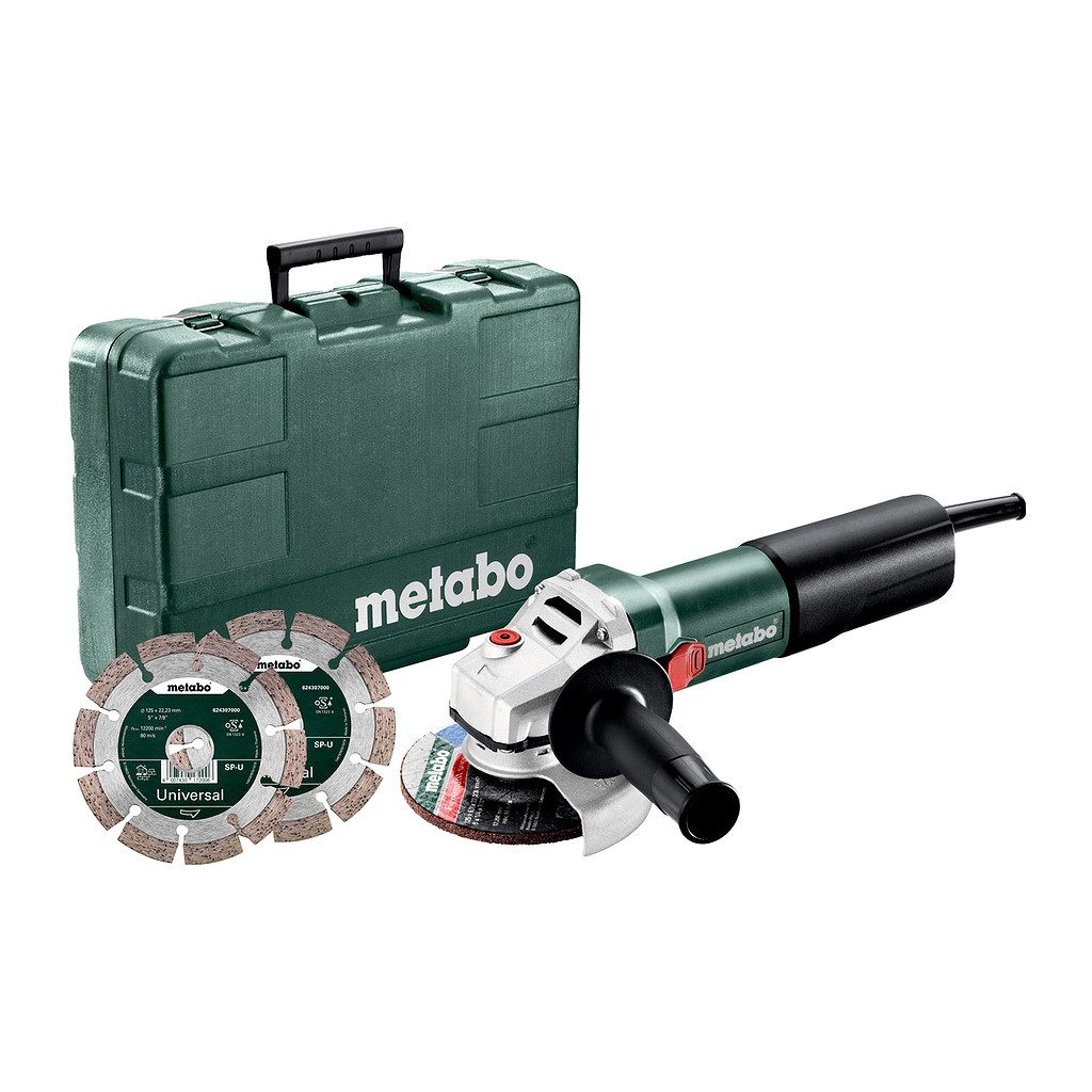 Metabo 600347510 - WEQ 1400-125 Set - Uhlová brúska, Kufor z umelej hmoty, s 2 diamantovými reznými kotúčmi