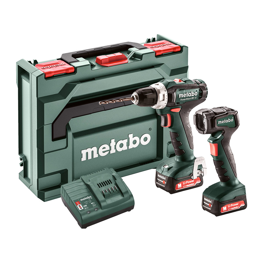 Metabo 601036900 - Set PowerMaxx BS 12 - AKU vŕtačka so skrutkovačom, 12V 2x2Ah Li-Power, Nabíjačka SC 30, metaBOX 118, s PowerMaxx ULA 12 LED