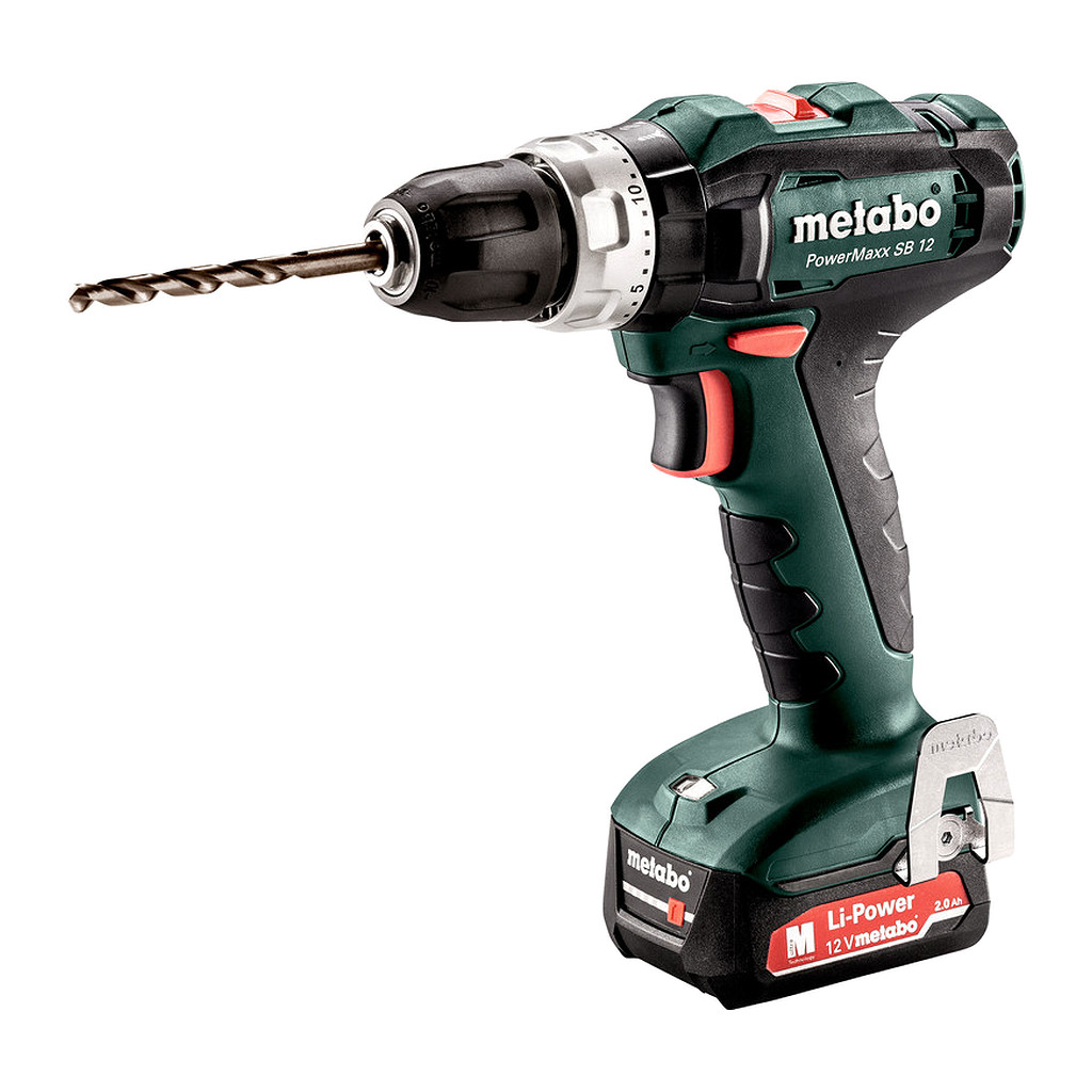 Metabo 601076500 - PowerMaxx SB 12 - AKU príklepový vŕtací skrutkovač, 12V 2x2Ah Li-Power, Nabíjačka SC 30, metaBOX 118