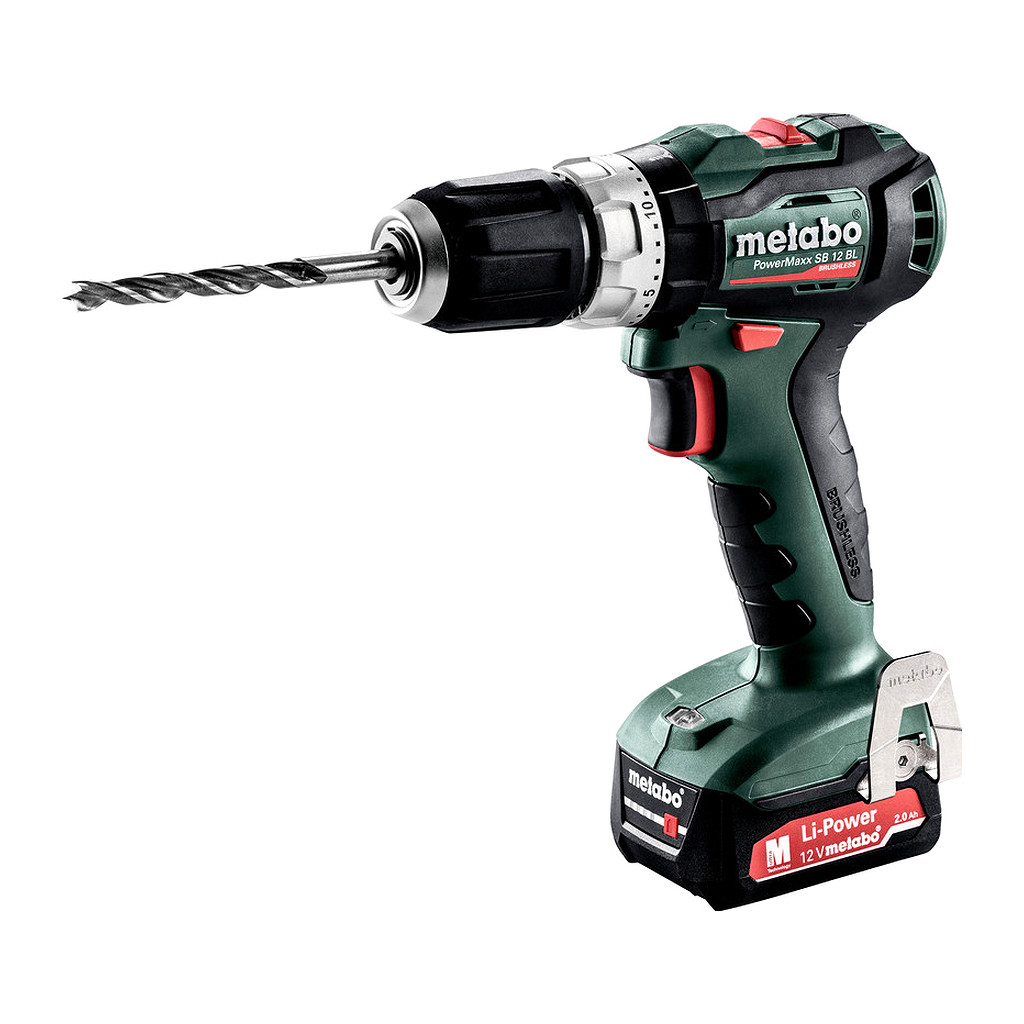 Metabo 601077500 - PowerMaxx SB 12 BL - AKU príklepový vŕtací skrutkovač, 12V 2x2Ah Li-Power, Nabíjačka SC 30, metaBOX 118