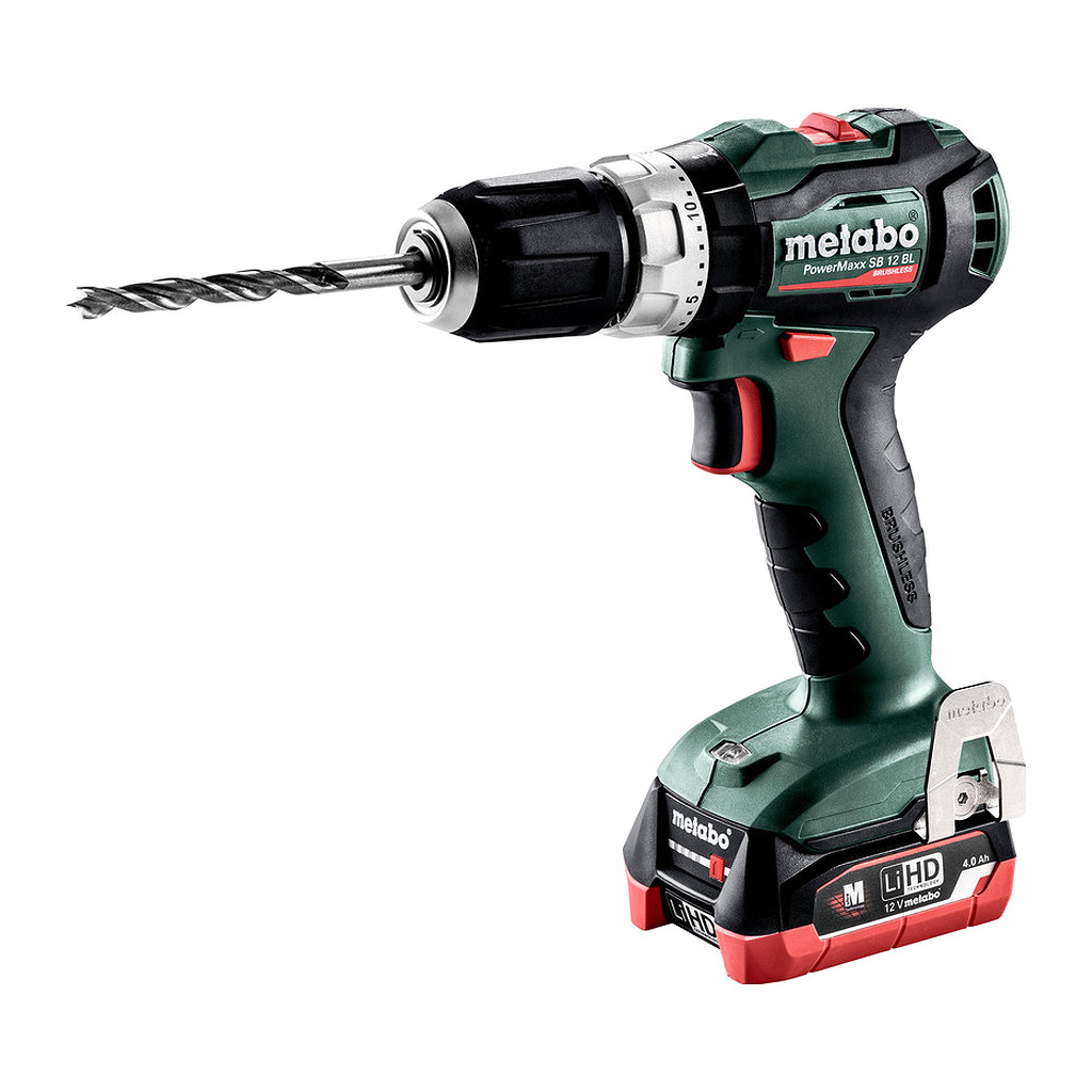 Metabo 601077800 - PowerMaxx SB 12 BL - AKU príklepový vŕtací skrutkovač, 12V 2x4Ah LiHD, Nabíjačka ASC 55, metaBOX 118