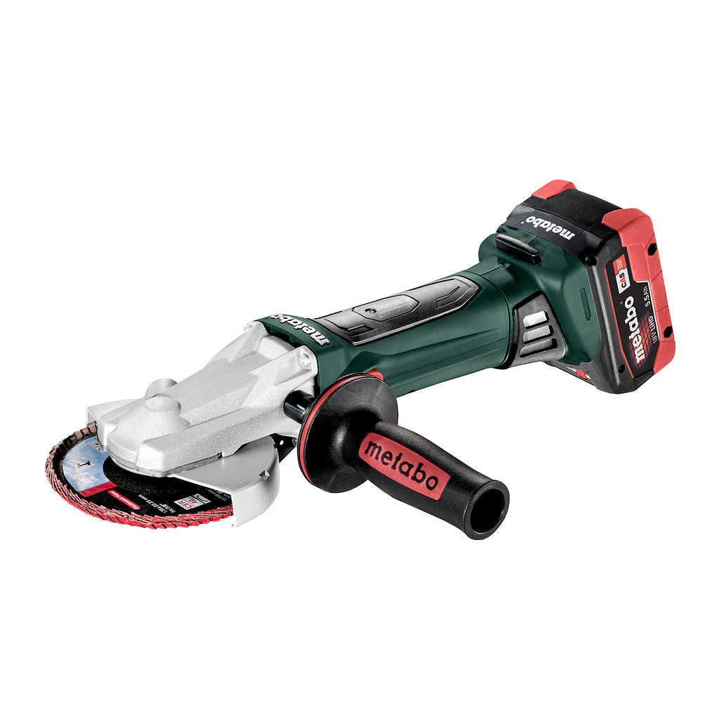 Metabo 601306660 - WF 18 LTX 125 Quick - AKU uhlová brúska s plochou hlavou, 18V 2x5.5Ah LiHD, Nabíjačka ASC 145, metaBOX 165 L