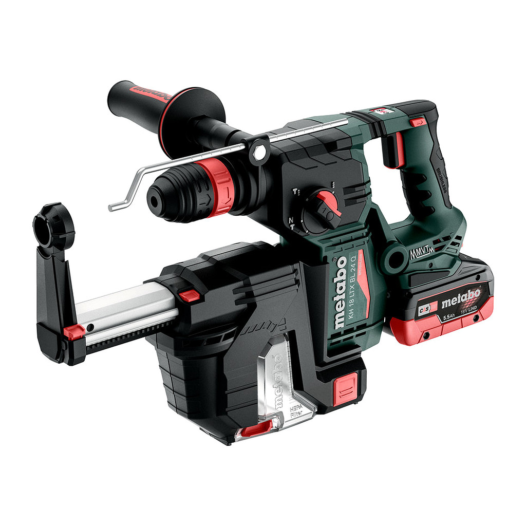 Metabo 601714930 - KH 18 LTX BL 24 Q Set ISA - AKU kladivo, 18V 2x5.5Ah LiHD, Nabíjačka ASC 145, metaBOX 185 XL, s integrovaným odsávaním prachu a rýchlovýmenným skľučovadlom Metabo