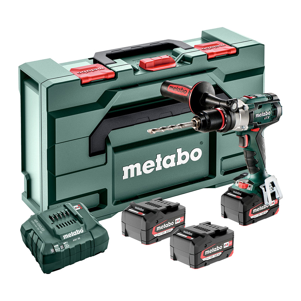 Metabo 602192960 - SB 18 LTX Impuls Set - AKU príklepový vŕtací skrutkovač, 18V 3x4Ah Li-Power, Nabíjačka ASC 55, metaBOX 145 L, s 3 Li-Power akumulátorovými zdrojmi (18 V/4,0 Ah)