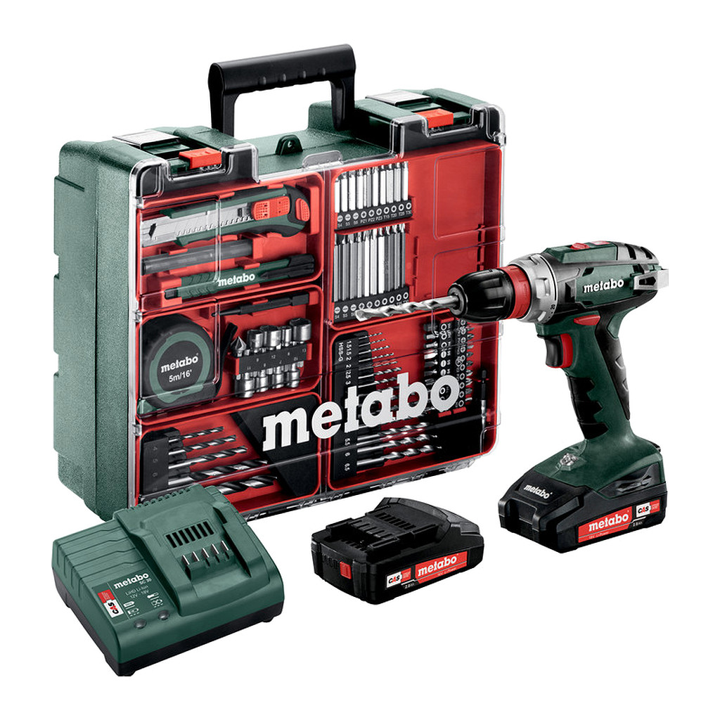 Metabo 602217880 - BS 18 Quick Mobile Werkstatt - AKU vŕtačka so skrutkovačom, 18V 2x2Ah Li-Power, Nabíjačka SC 30, Kufor z umelej hmoty, Mobilná dielňa