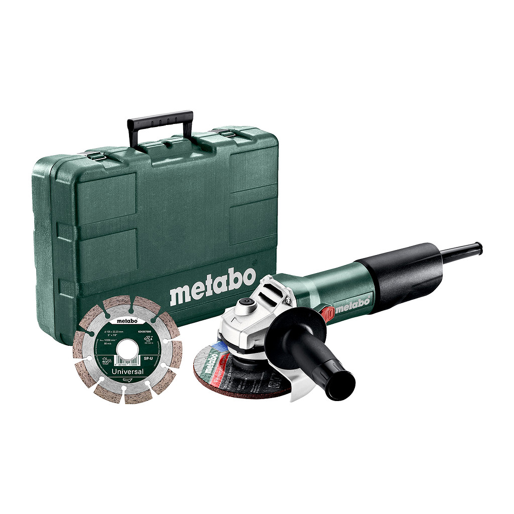 Metabo 603608510 - W 850-125 Set - Uhlová brúska, Kufor z umelej hmoty, s diamantovým rezným kotúčom