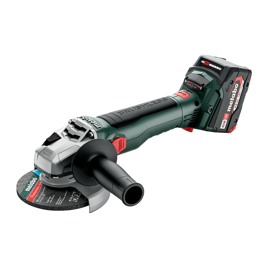 Metabo 613052510 - W 18 LT BL 11-125 - AKU uhlová brúska, 18V 2x4Ah Li-Power, Nabíjačka ASC 55, metaBOX 165 L