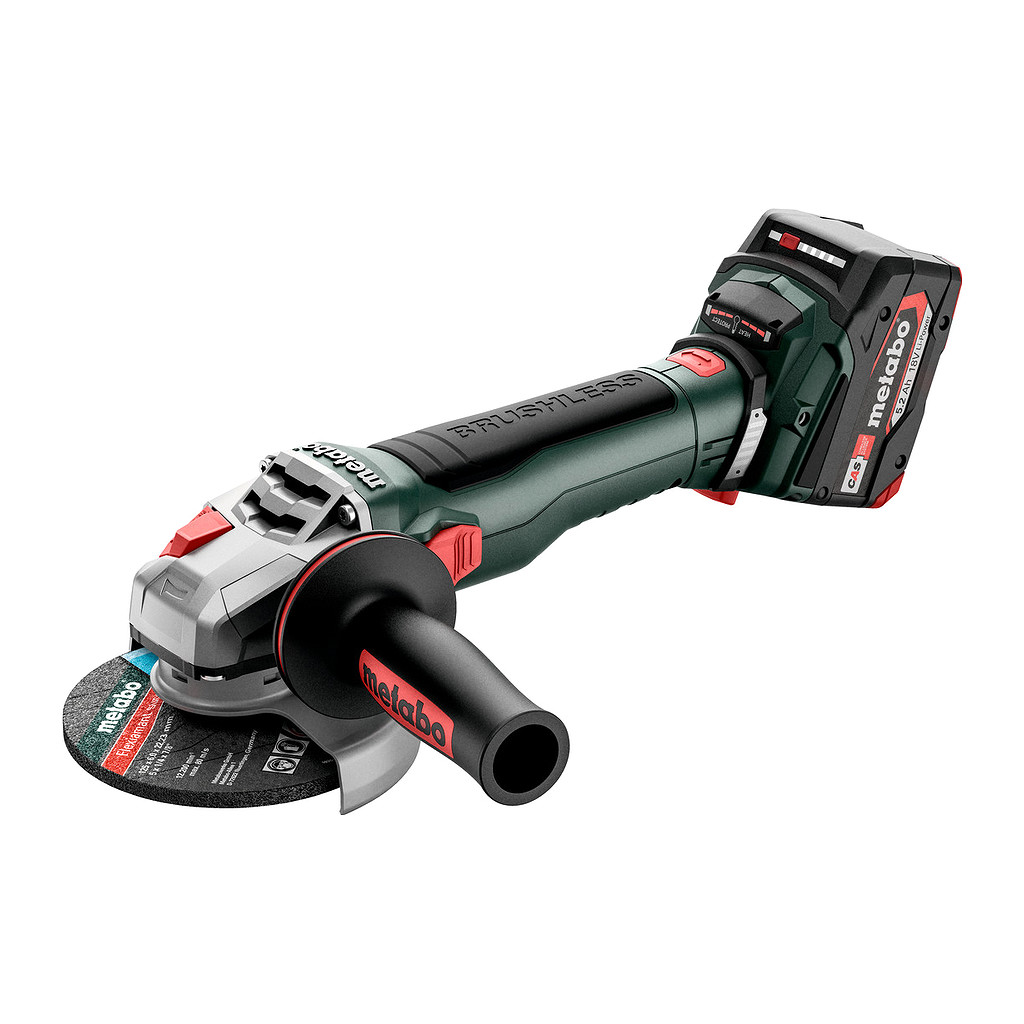 Metabo 613054650 - WB 18 LT BL 11-125 Quick - AKU uhlová brúska, 18V 2x5.2Ah Li-Power, Nabíjačka ASC 55, metaBOX 165 L