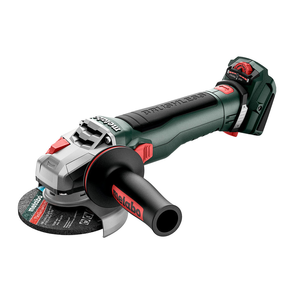 Metabo 613056840 - WVB 18 LT BL 11-115 Quick - AKU uhlová brúska, 18V, metaBOX 165 L, s brzdou, reguláciou otáčok, rýchloupínacou maticou, otočným akumulátorovým zdrojom