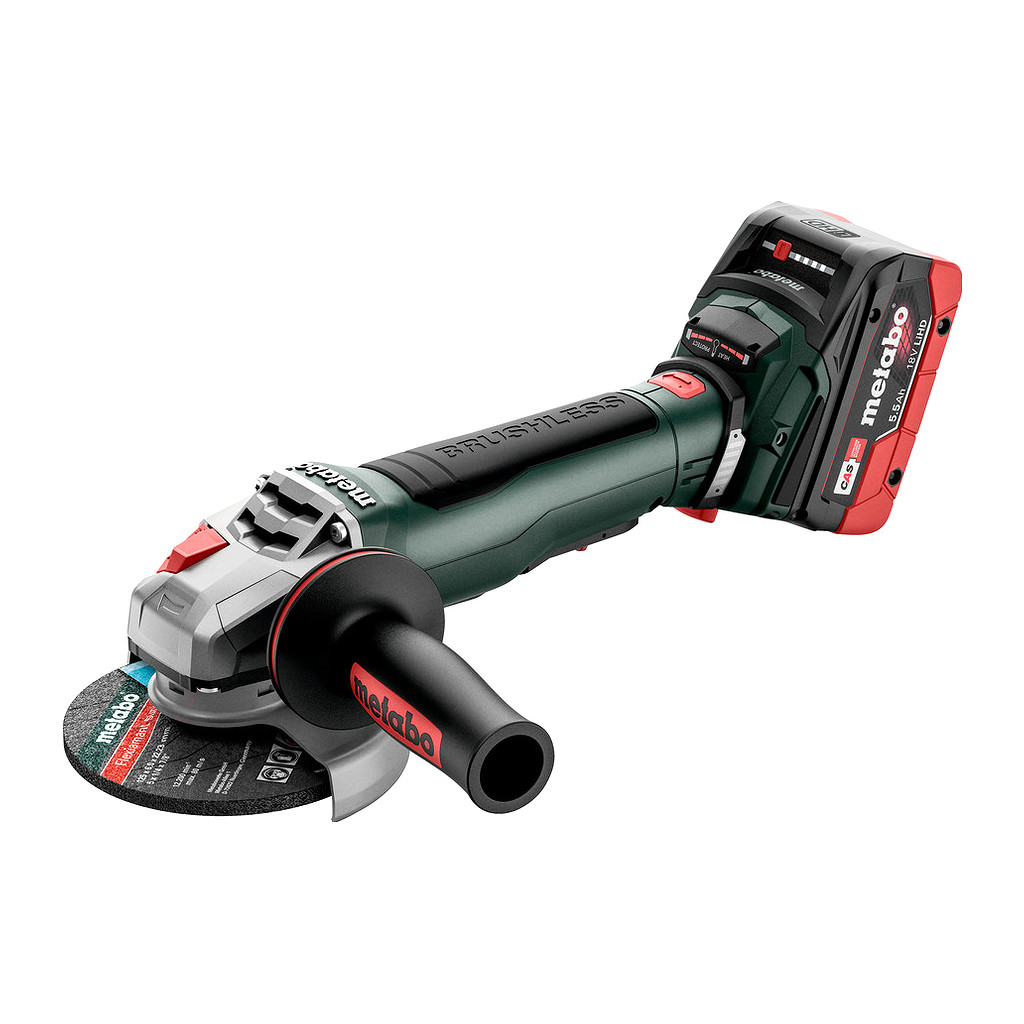 Metabo 613059660 - WPB 18 LT BL 11-125 Quick - AKU uhlová brúska, 18V 2x5.5Ah LiHD, Nabíjačka ASC 145, metaBOX 165 L