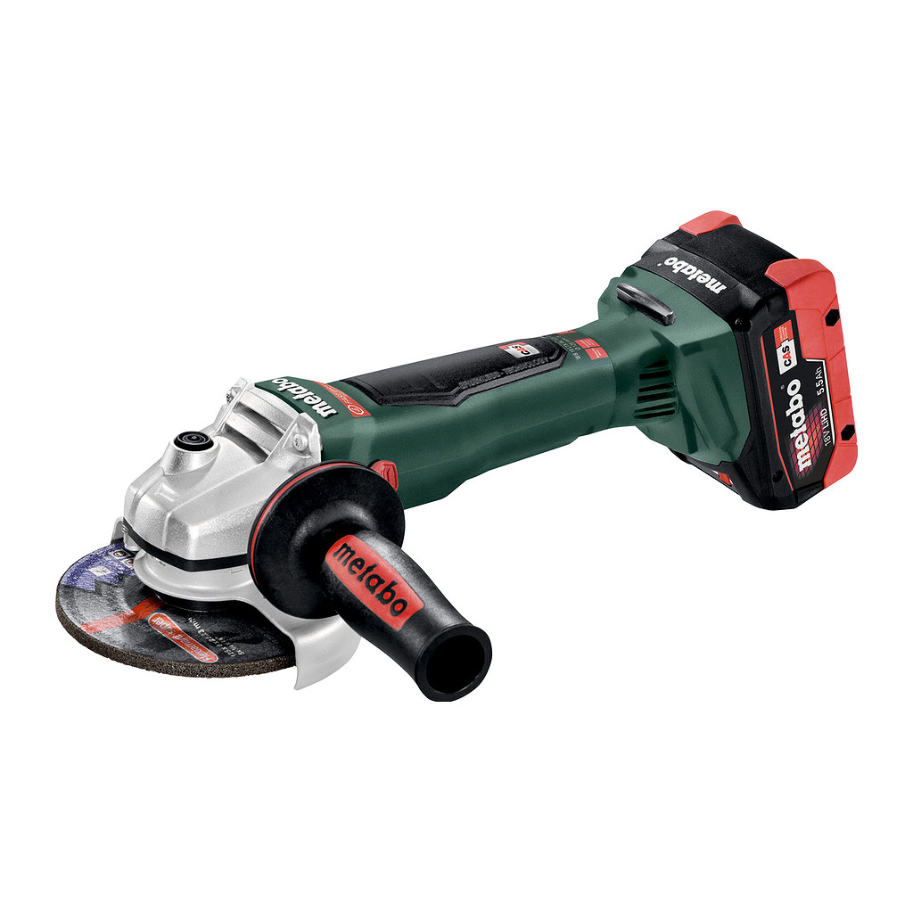 Metabo 613077660 - WB 18 LTX BL 125 Quick - AKU uhlová brúska, 18V 2x5.5Ah LiHD, Nabíjačka ASC 145, metaBOX 165 L