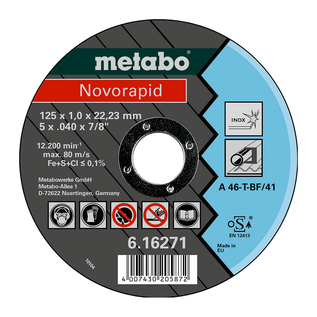 Metabo 616271000 - Novorapid 125 x 1,0 x 22,23 Inox, TF 41