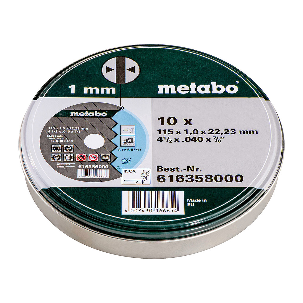 Metabo 616358000 - 10 rezných kotúčov - SP 115x1,0x22,23 Inox, TF 41