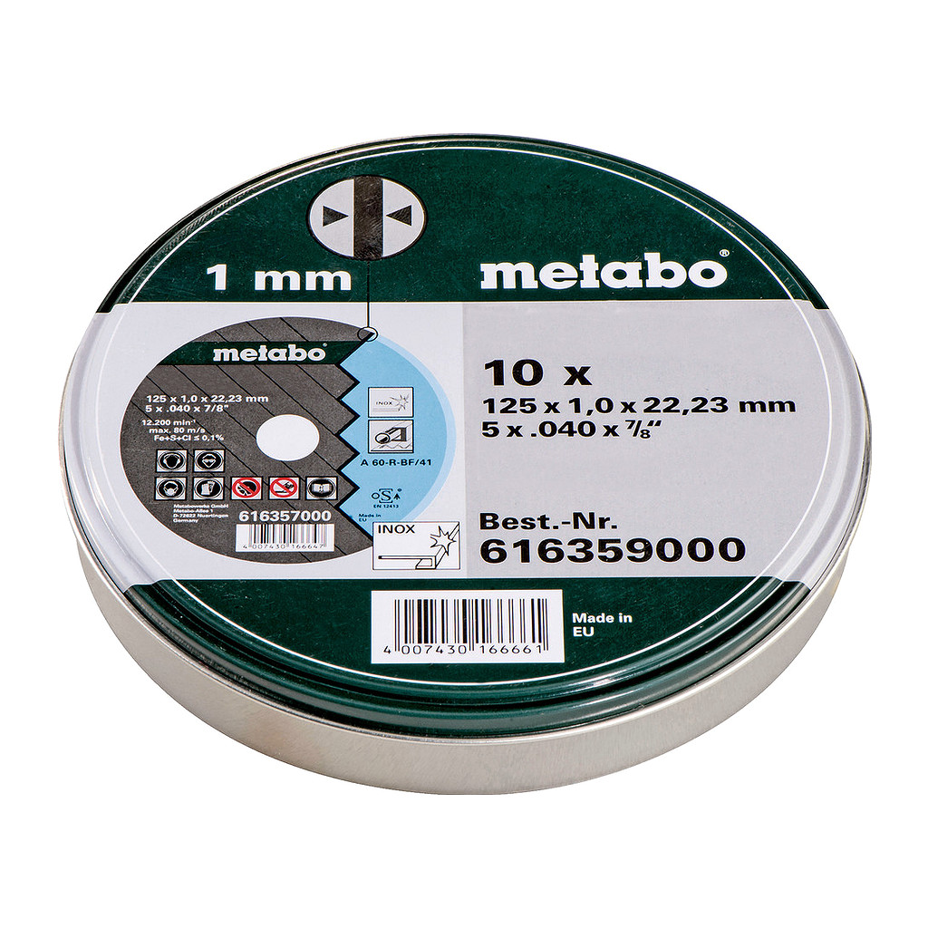 Metabo 616359000 - 10 rezných kotúčov - SP 125x1,0x22,23 Inox, TF 41