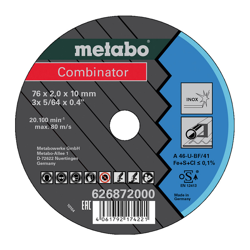 Metabo 626872000 - 3 Combinator 76x2,0x10 mm Inox, TF 41