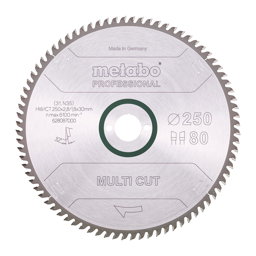 Metabo 628087000 - Pílový list „multi cut - professional“, 250x30, Z80 WZ, 10°