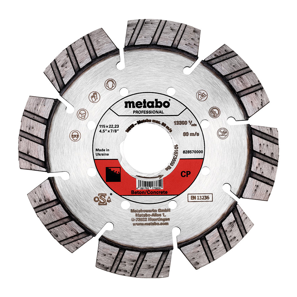 Metabo 628570000 - Diamantový rezný kotúč 115 x 22,23 mm, „CP“, betón „professional“