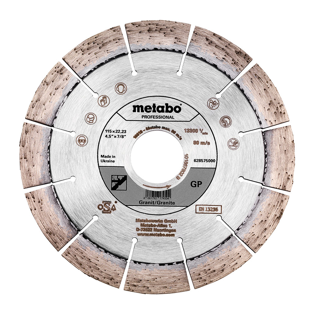 Metabo 628575000 - Diamantový rezný kotúč 115 x 22,23 mm, „GP“, žula „professional“