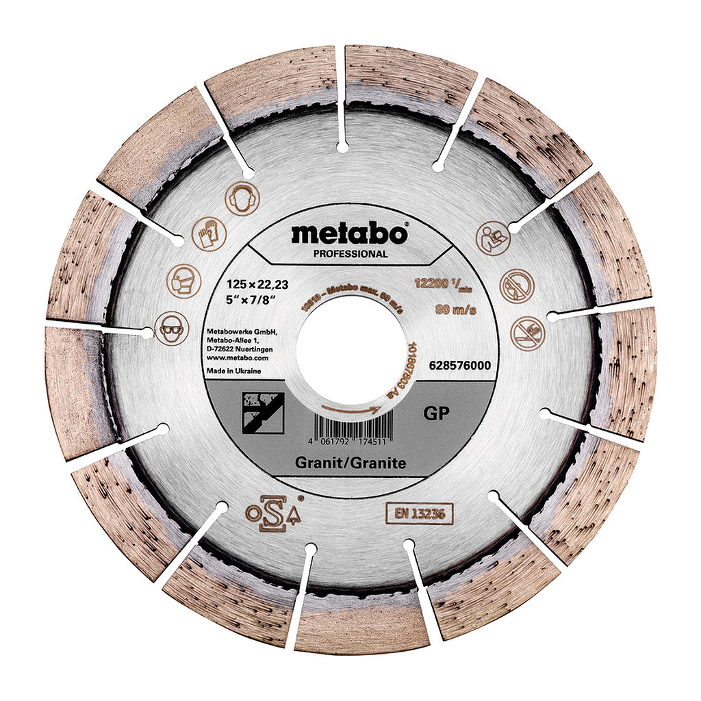 Metabo 628576000 - Diamantový rezný kotúč 125 x 22,23 mm, „GP“, žula „professional“