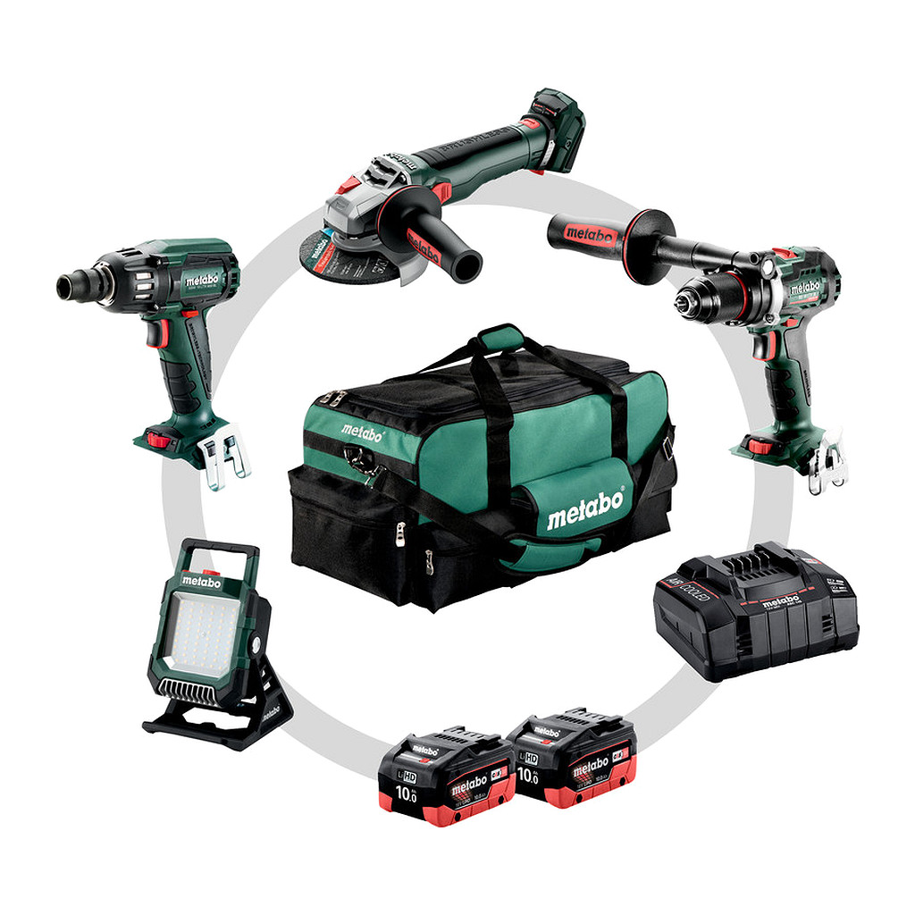 Metabo 685209000 - Combo Set 4.3.2 18 V - AKU stroje v súprave, 18V, Kartón, BS 18 LTX BL I + SSW 18 LTX 400 BL + WB 18 LT BL 11-125 Q + BSA 18 LED 4000