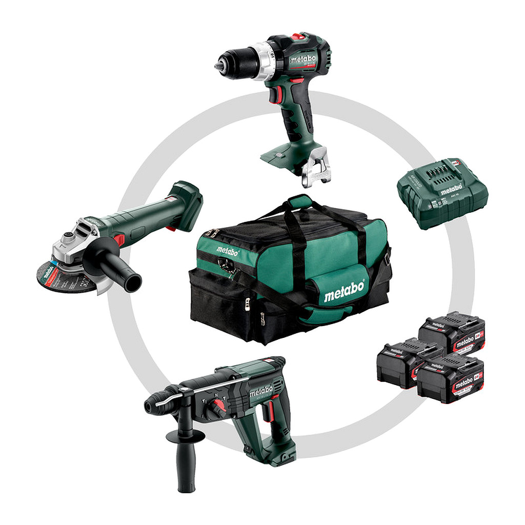 Metabo 685212000 - Combo Set 3.1 - AKU stroje v súprave, 18V, Brašňa pre náradie, SB 18 LT BL + W 18 L 9-125 Quick + KH 18 LTX 24