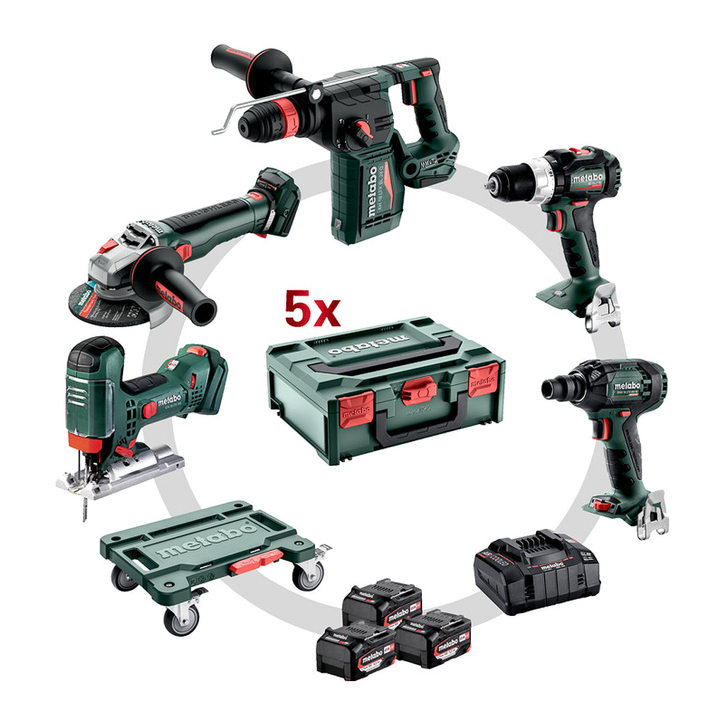 Metabo 685215000 - Combo Set 5.3.0 18V - AKU stroje v súprave, 18V, metaBOX, BS 18 LT BL + KH 18 LTX 24 BL Q + WB 18 LT BL 11-125 Q + SSW 18 LTX 300 BL + STA 18 LTX 100