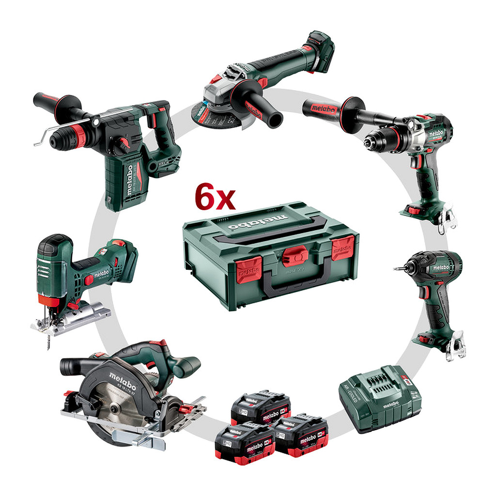 Metabo 685223000 - Combo Set 6.3.2 18V - AKU stroje v súprave, 18V, metaBOX, SB 18 LTX BL I + SSD 18 LTX 200 BL + KHA 18 LTX BL 24 Q + STA 18 LTX 100 + WB 18 LTX BL 125 Q + KS 18 LTX 57