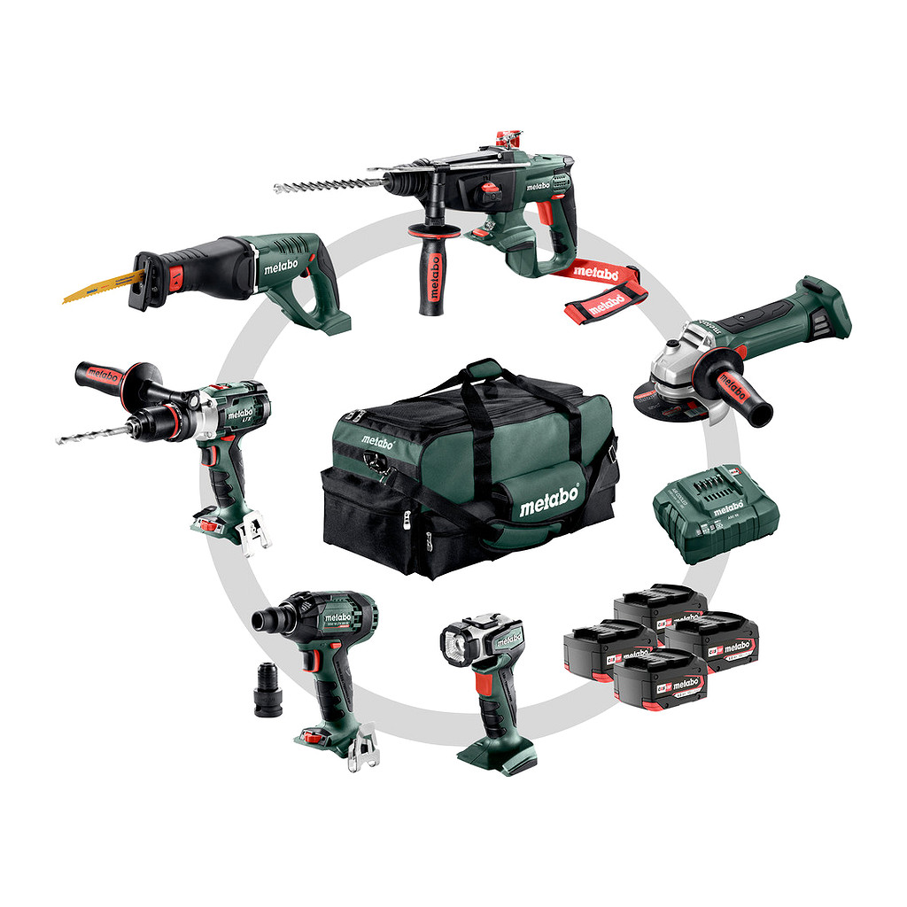 Metabo 691008000 - Combo Set 6.1 - AKU stroje v súprave, 18V, Brašňa pre náradie, SB 18 LTX + KHA 18 LTX + W 18 LTX 125 Quick + ASE 18 LTX + SSW 18 LTX 300 BL + ULA