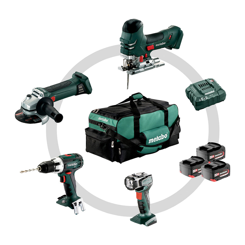 Metabo 691013000 - Combo Set 4.2 - AKU stroje v súprave, 18V, Brašňa pre náradie, BS 18 LT + STA 18 LTX 140 + W 18 LTX 125 Quick + ULA