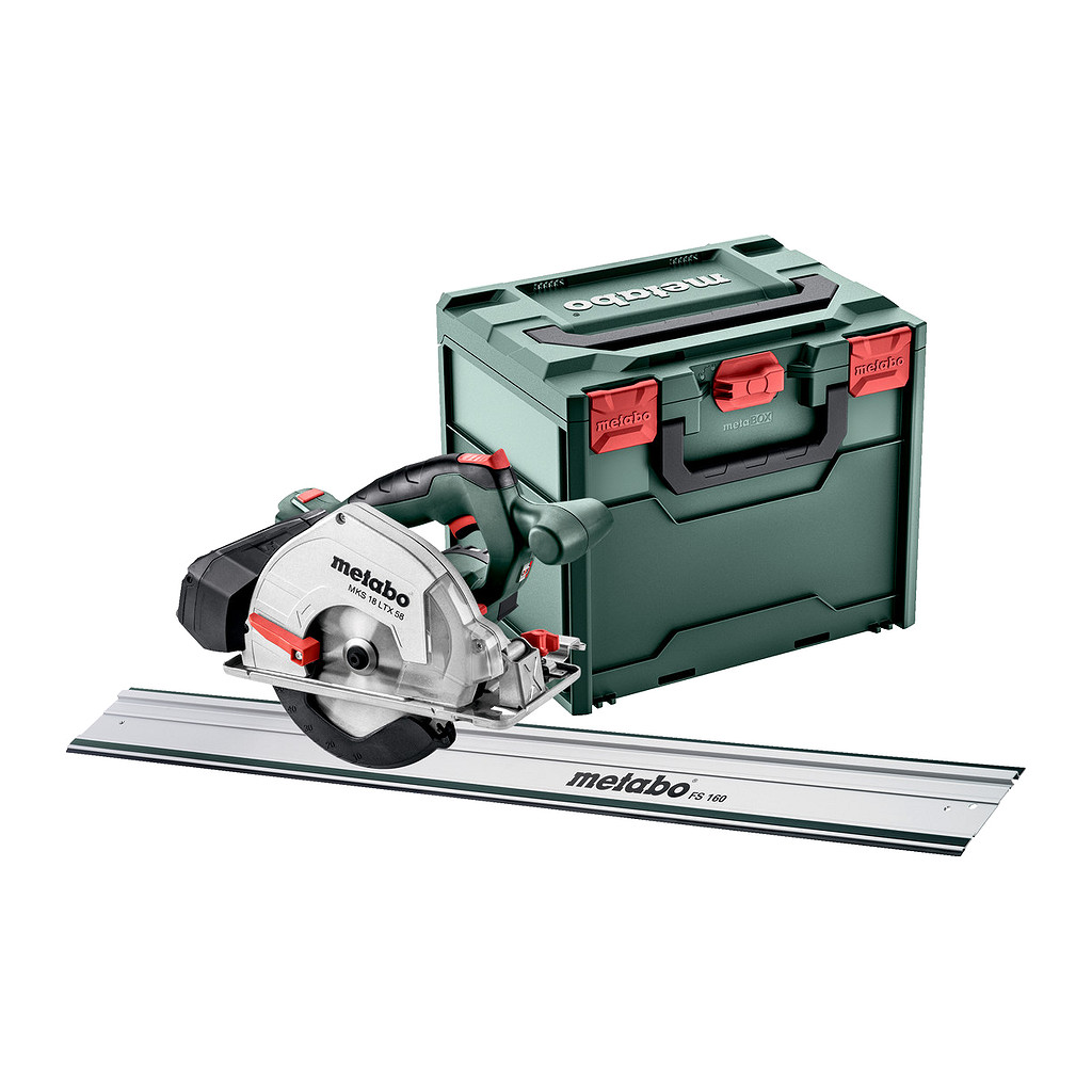 Metabo 691114000 - MKS 18 LTX 58 FS Set - AKU ručná kotúčová píla, 18V x, Nabíjačka, metaBOX 340, s vodiacou lištou FS 160