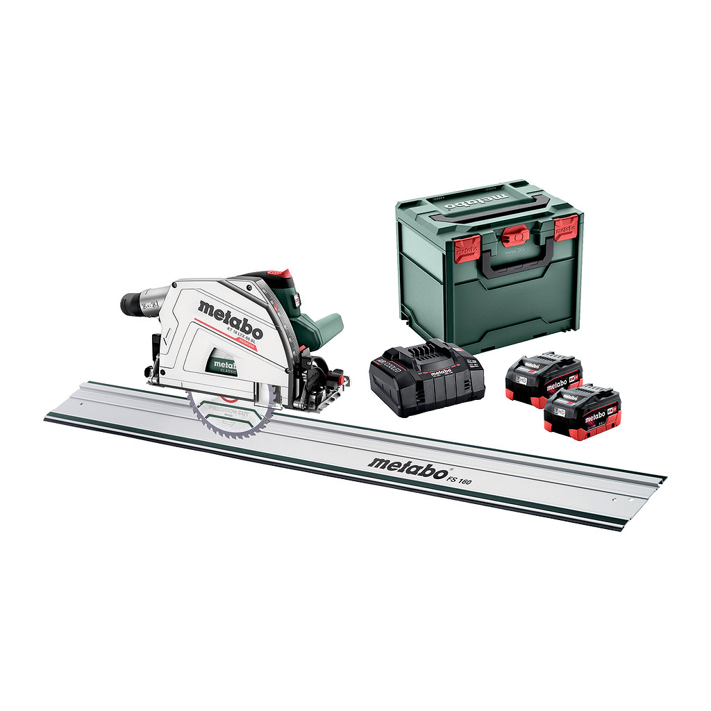 Metabo 691172810 - KT 18 LTX 66 BL Set - AKU ručná kotúčová píla, 18V 2x8Ah LiHD, Nabíjačka ASC 145, metaBOX 340, s vodiacou lištou FS 160