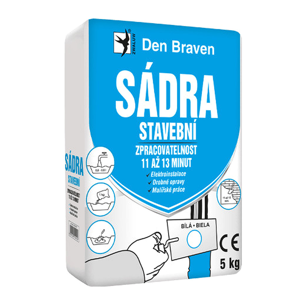 Den Braven 00418GY - Sadra stavebná 1 kg vrece