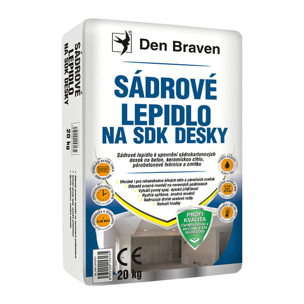 Den Braven 00430GY - Sadrové lepidlo na SDK dosky 20 kg vrece