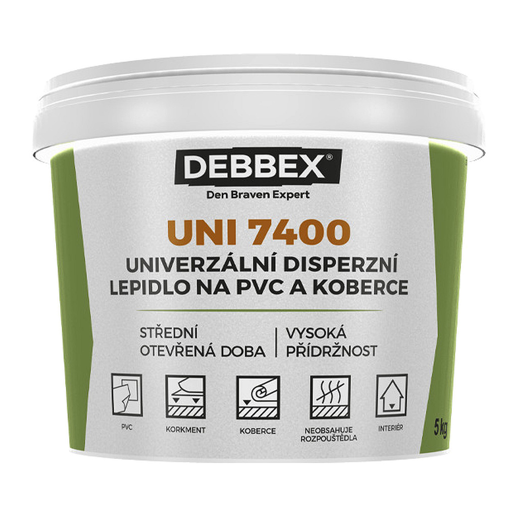 Den Braven 510051RL - Univerzálne disperzné lepidlo na PVC a koberce UNI 7400 5 kg vedro svetlo béžová