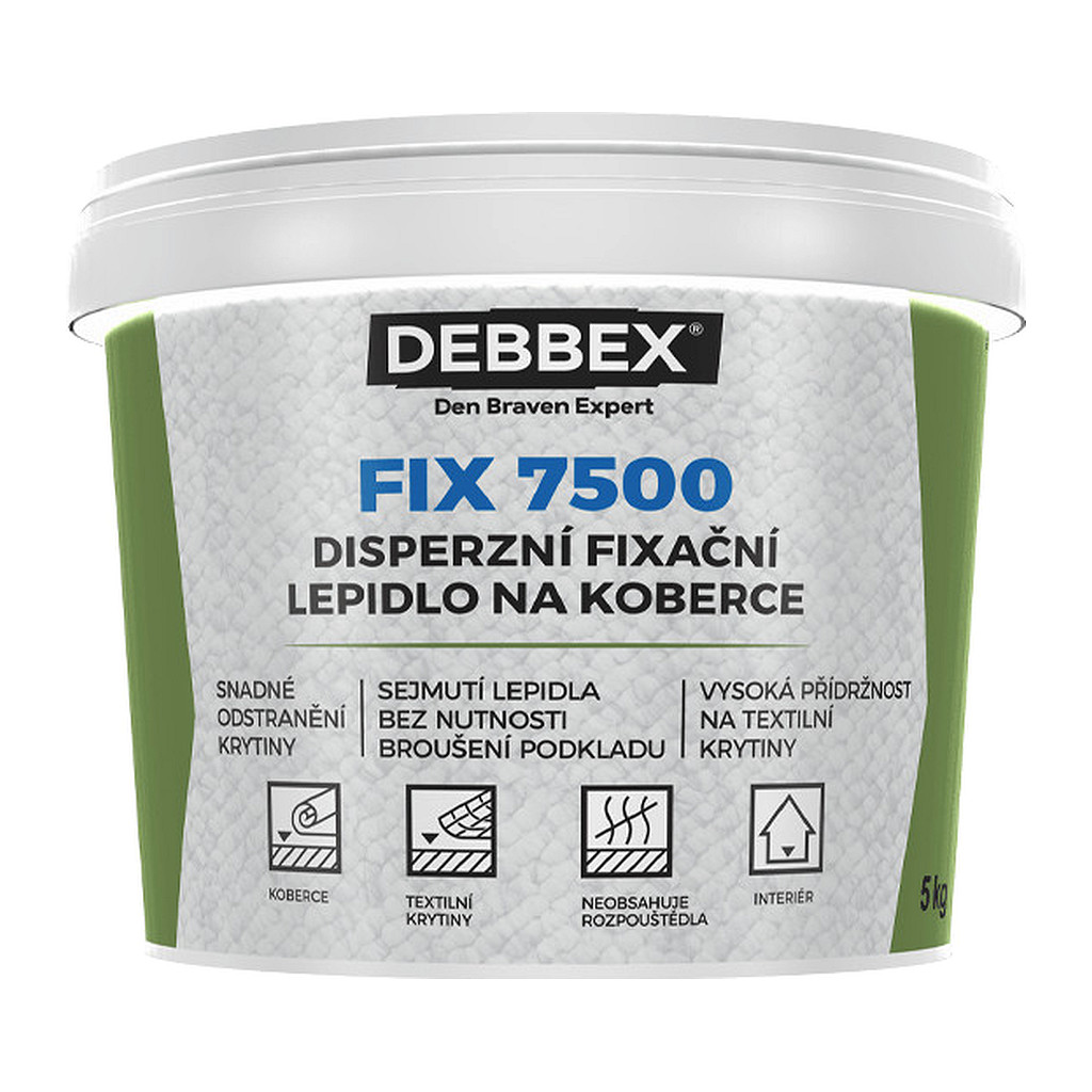 Den Braven 510059RL - Disperzné fixačné lepidlo na koberce FIX 7500 1 kg vedro biela